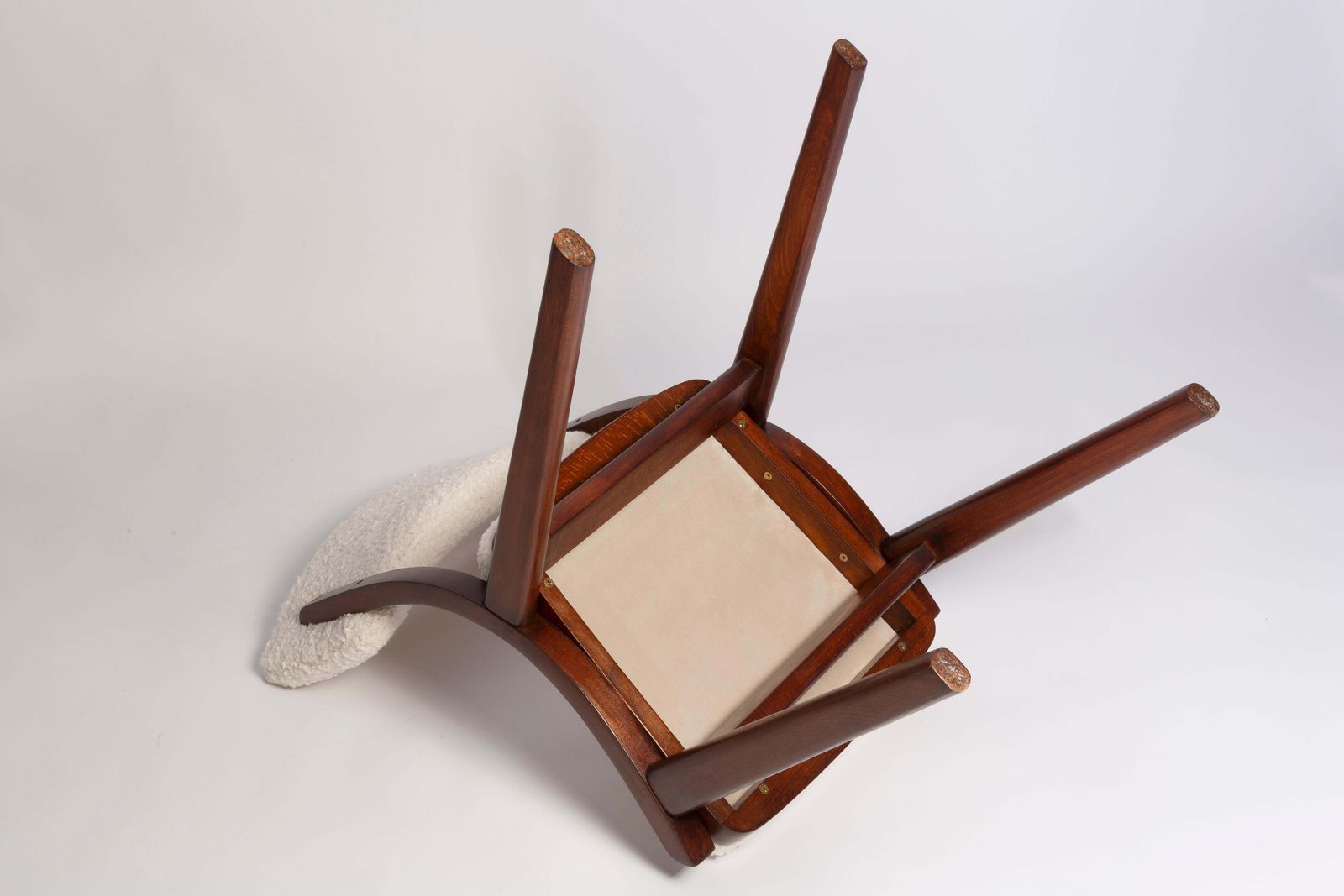 Meubels Mid Century Modern Bumerang Chair, Lichtcrème Witte Bouclé, Polen, Jaren 1960 photo