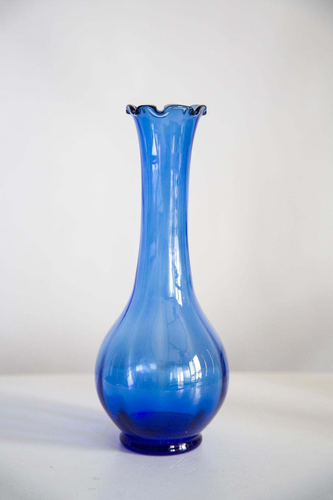 Mid Century Vintage Blue Artistic Glass Vase, Europe, 1970s photo vinterior