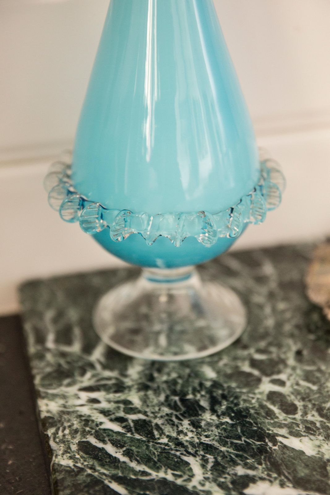 Medium Mid Century Baby Blue Vase With Frill, Europe, 1960s photo Home Decor