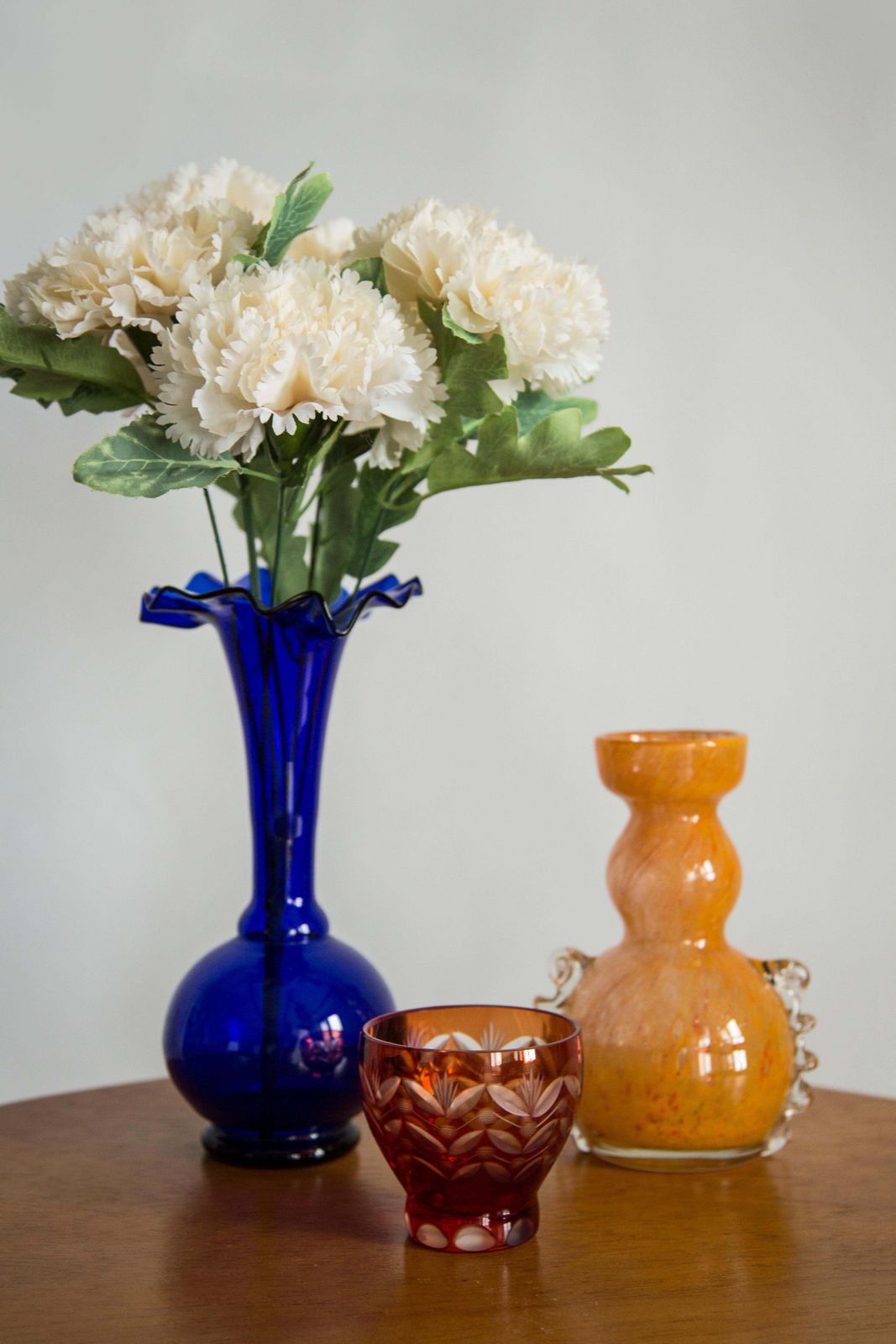 Mid Century Vintage Small Orange Red Crystal Vase, 20th Century, Europe, 1960s photo Home Decor