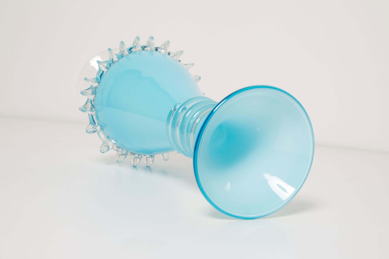 Home Decor Medium Mid Century Baby Blue Vase With Frill, Europe, 1960s photo