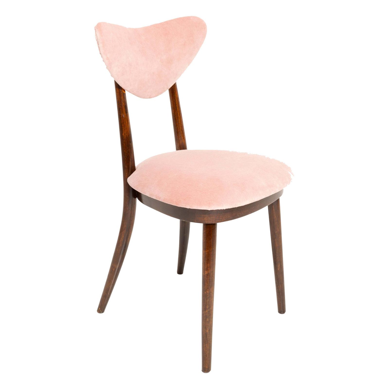 Mid Century Roze Katoenen Fluwelen Stoel, Europa, Ca. Jaren 1960
