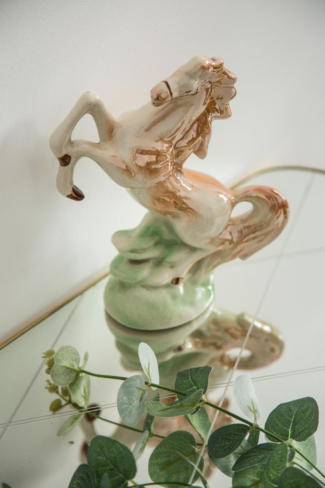 Midcentury Ceramic Porcelain Decorative Horse Sculpture, Europe, 1960s photo Art
