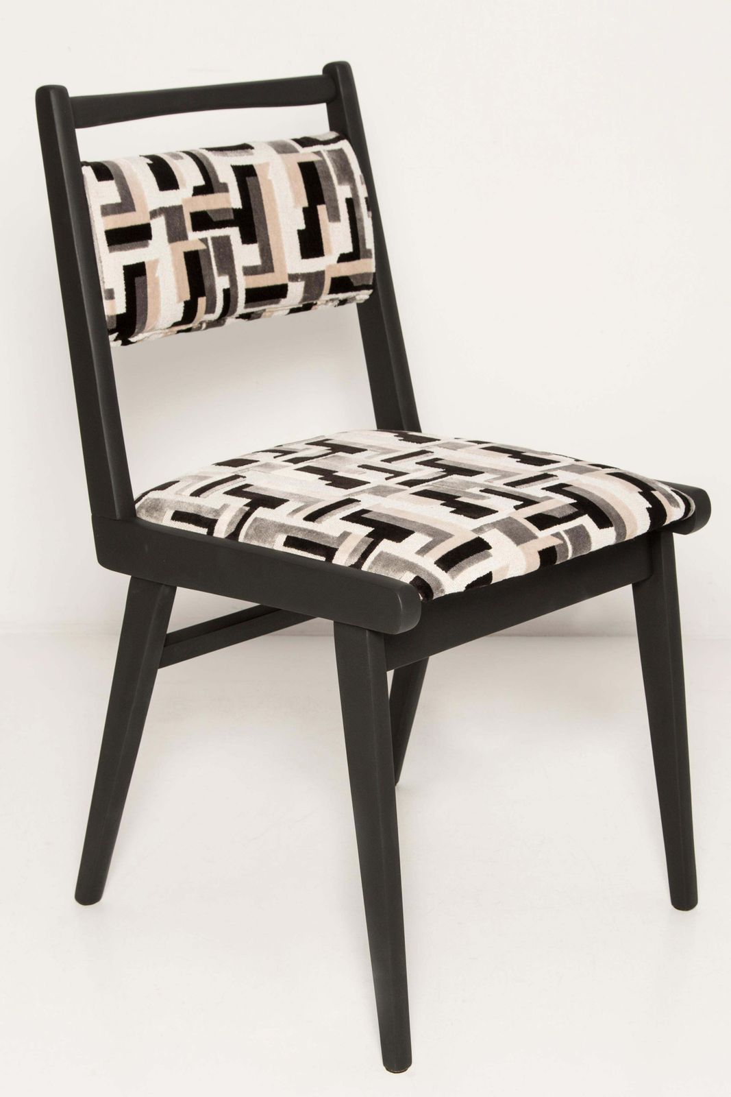 Mid Century Black And White Velvet Jar Chair, Poland, Europe, 1960s. photo for sale