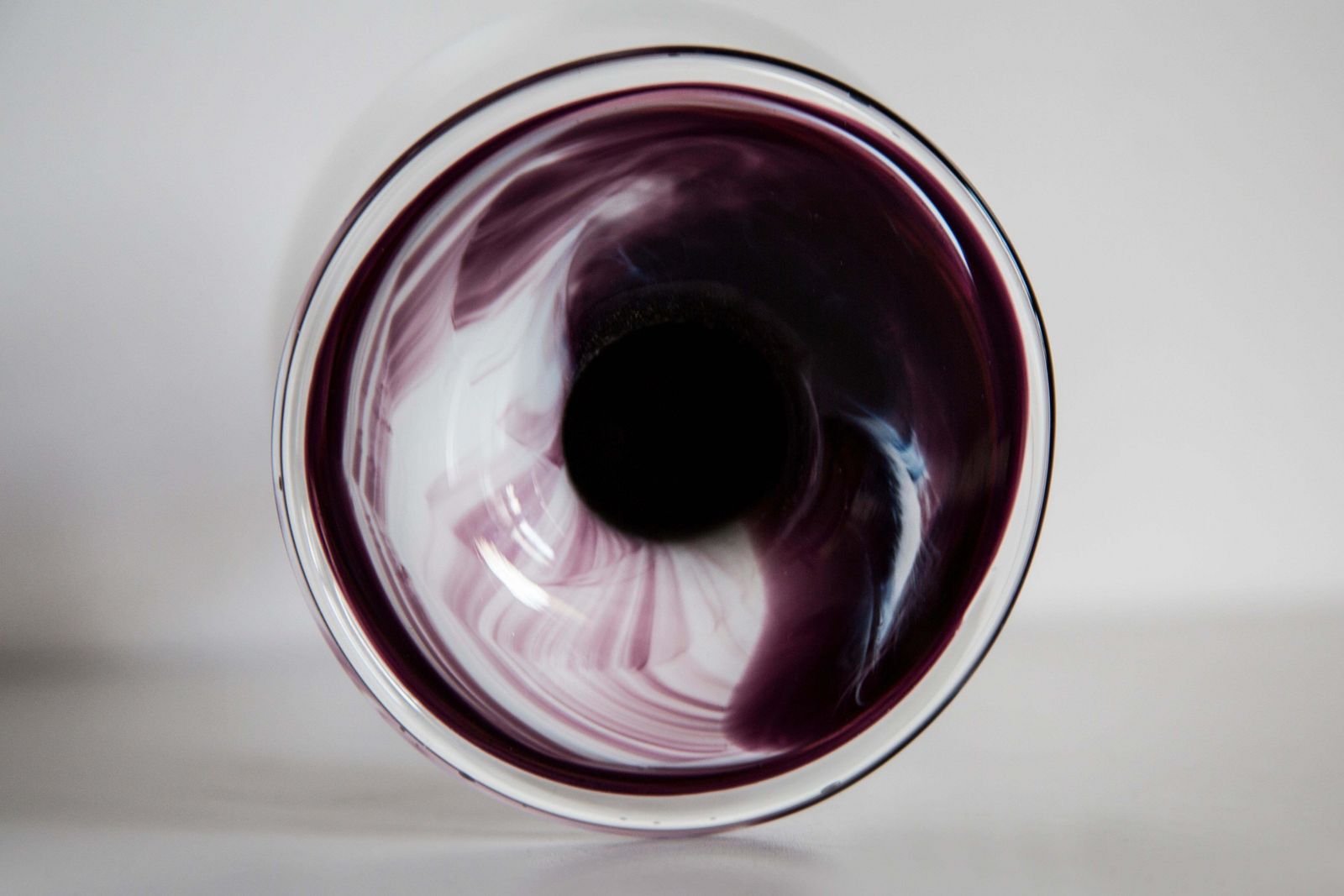 Mid Century White And Purple Small Artistic Glass Candlestick, Europe, 1970s photo vinterior
