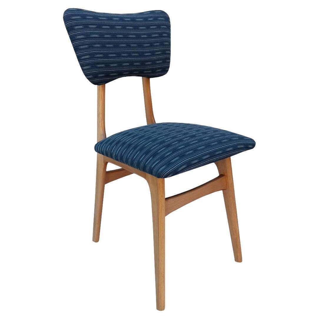 Mid Century Butterfly Chair, Blue Jacquard, Light Wood, Europe, 1960s