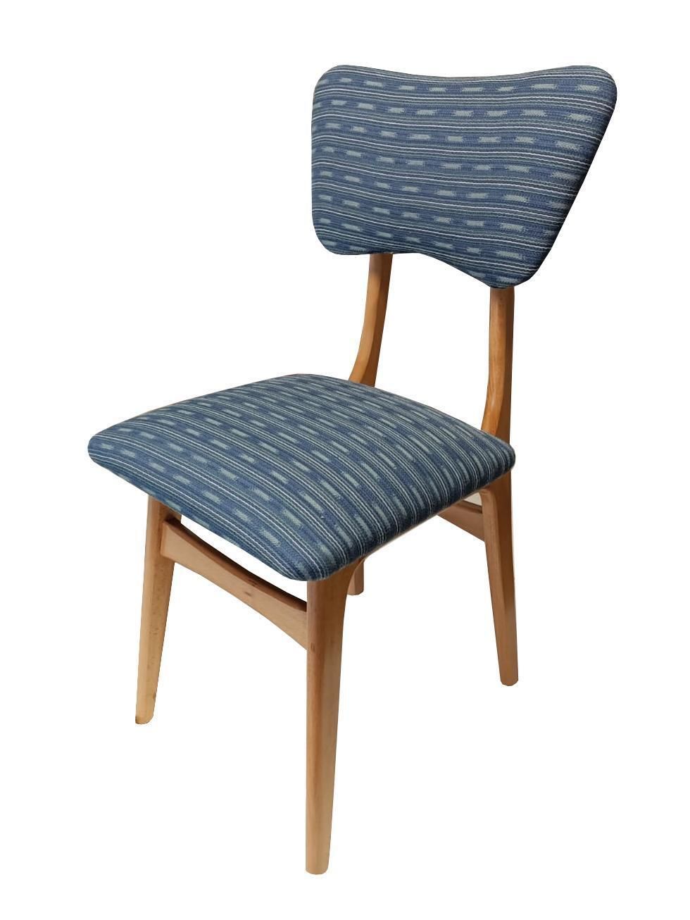 Mid Century Butterfly Chair, Blue Jacquard, Light Wood, Europe, 1960s photo furniture