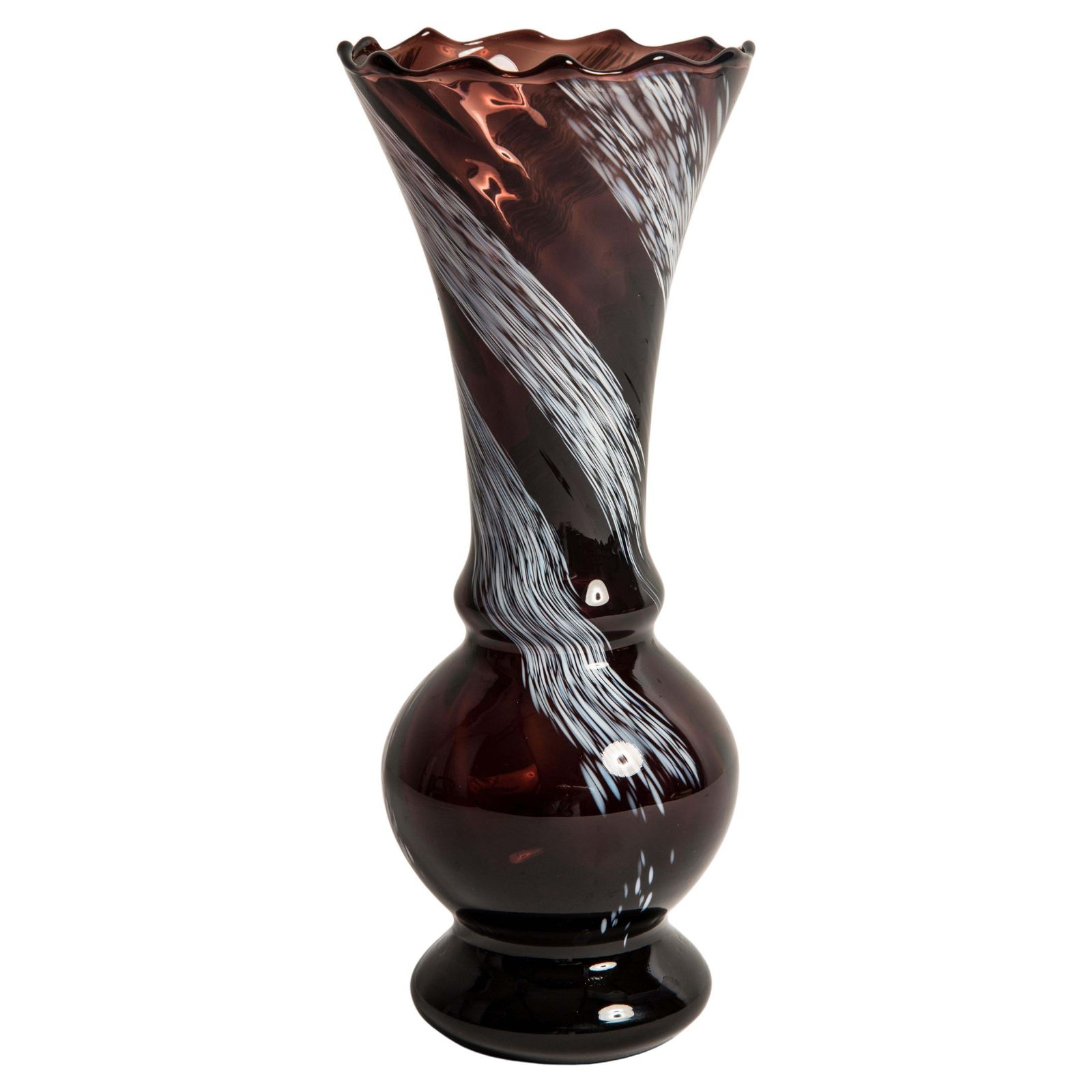 Midcentury Burgundy Red Plum Violet Purple And White Vase, Europe, 1960s
