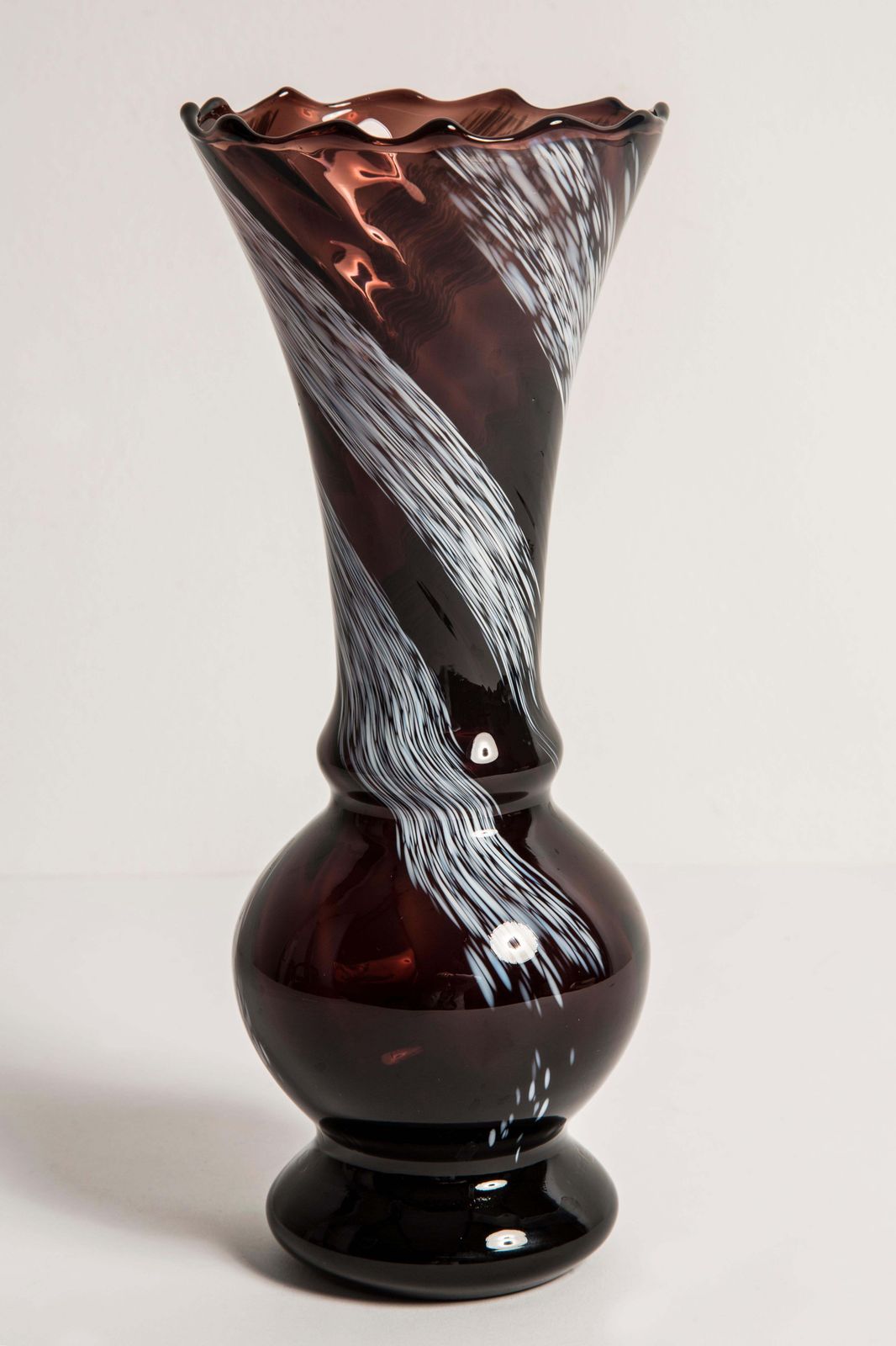 Midcentury Burgundy Red Plum Violet Purple And White Vase, Europe, 1960s photo vinterior