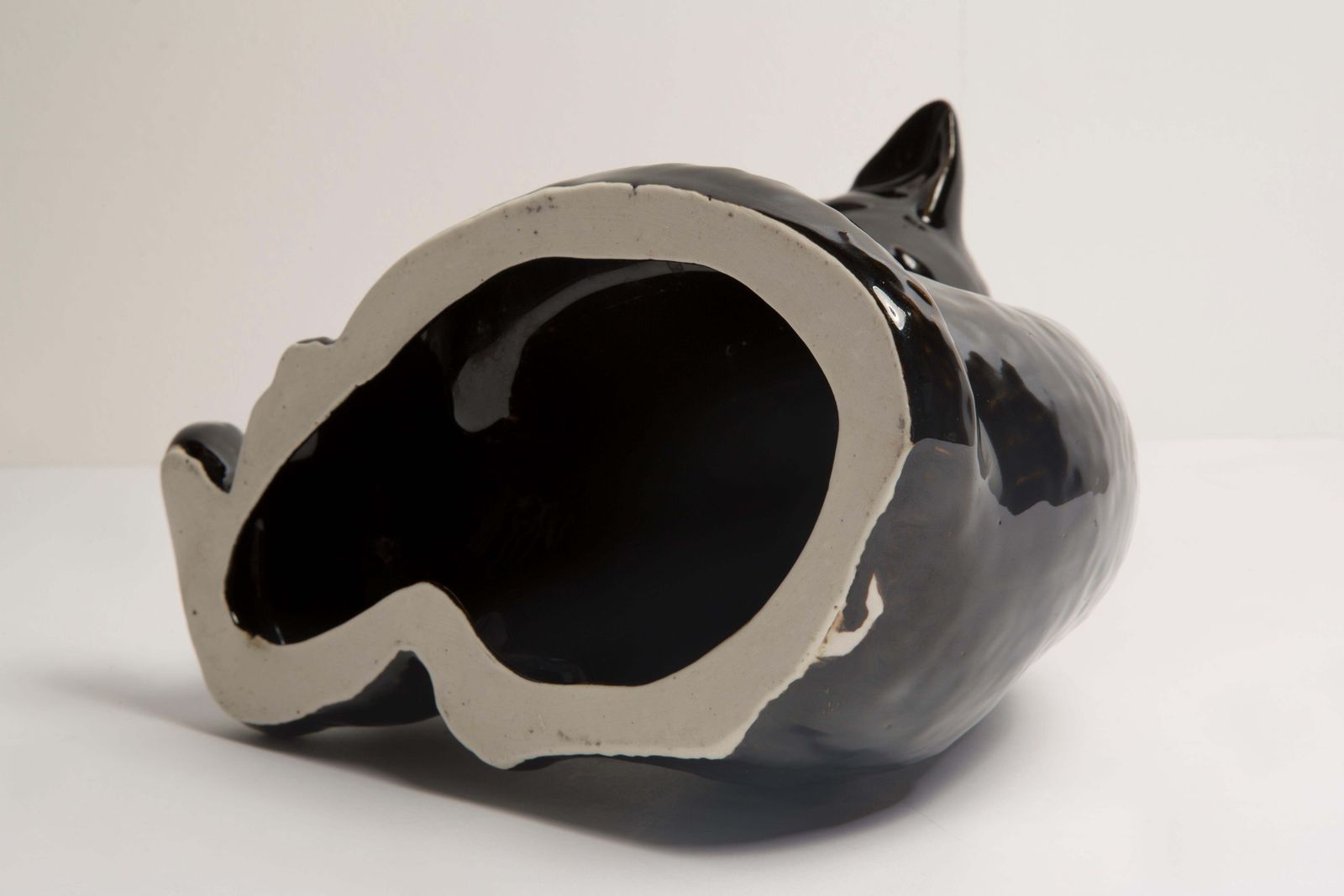 photo for sale Midcentury Medium Black Cats Ceramic Sculpture, Portugal, 1960s