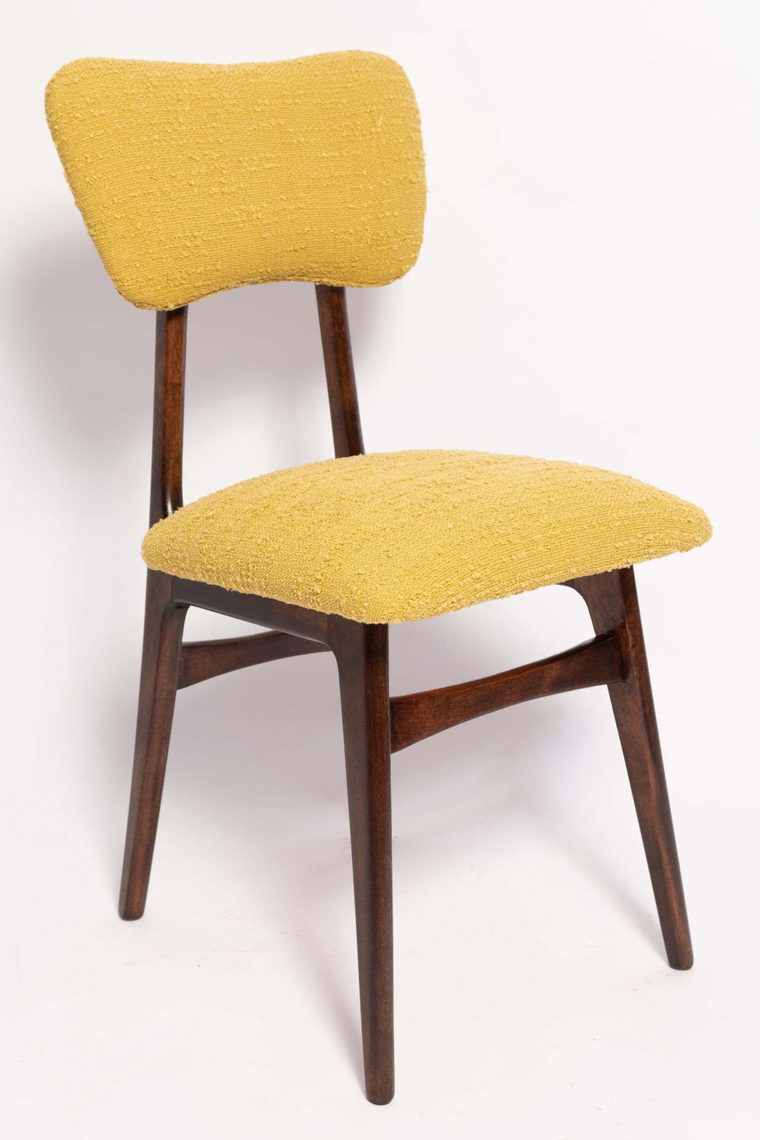 Mid Century Butterfly Dining Chair, Yellow Boucle, Europe, 1960s photo furniture