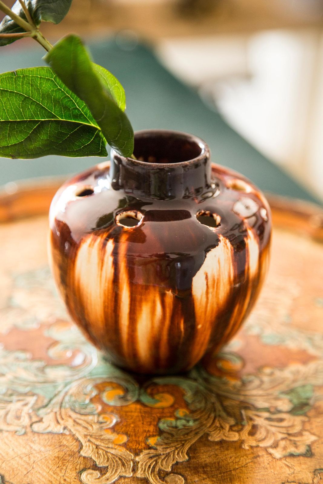 Midcentury Vintage Brown Small Ikebana Vase, Europe, 1960s photo 68.0