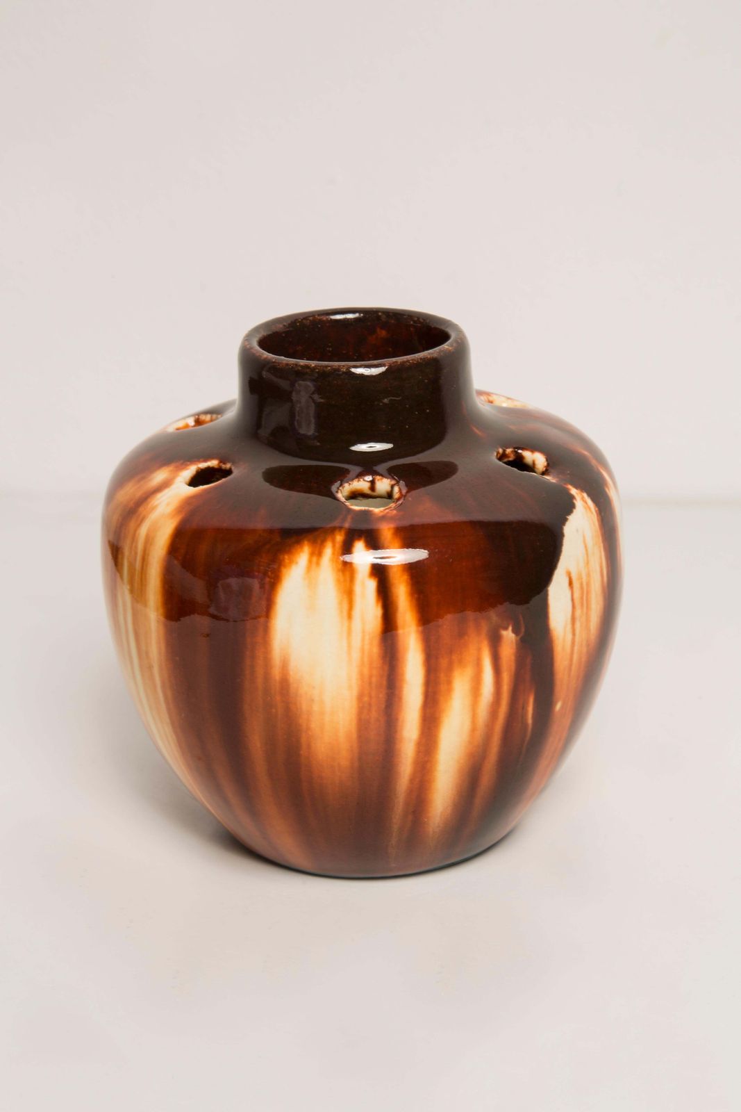 Midcentury Vintage Brown Small Ikebana Vase, Europe, 1960s photo vintage