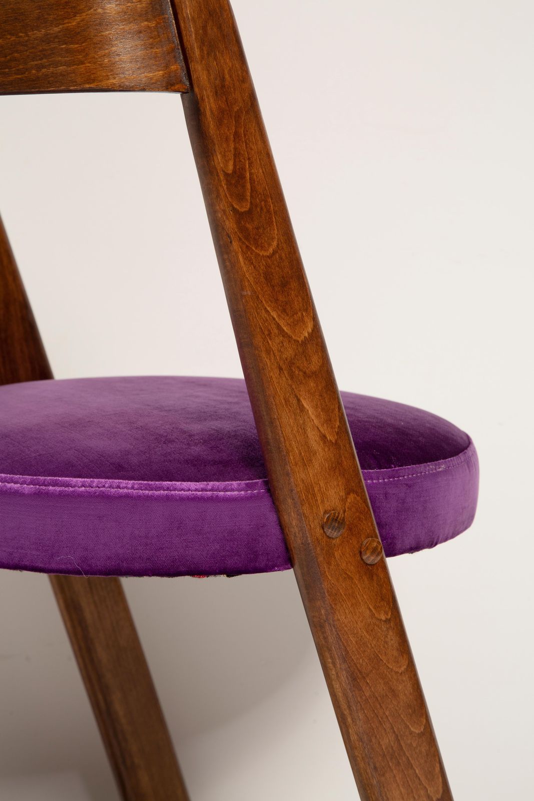 photo vinterior Midcentury Purple Velvet Halfa Chair And Stool, Baumann, France, 1970s
