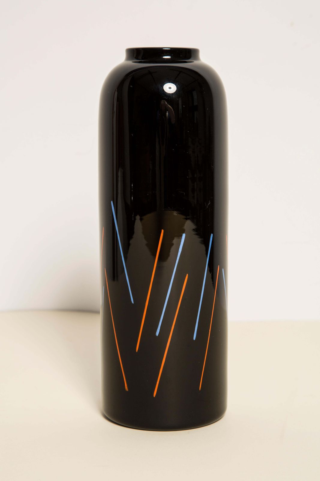 photo furniture Unique Hand Painted Black And Blue Red Vase, 20th Century, Europe, 2000s