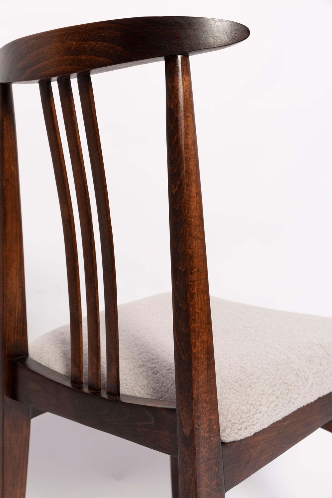Mid Century Linen Boucle Chair, Walnut, Designed By M. Zielinski, Europe, 1960s photo vinterior