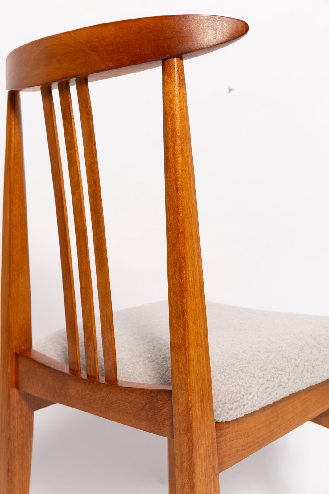 Mid Century Linen Boucle Chair, Designed By M. Zielinski, Europe, 1960s photo vinterior
