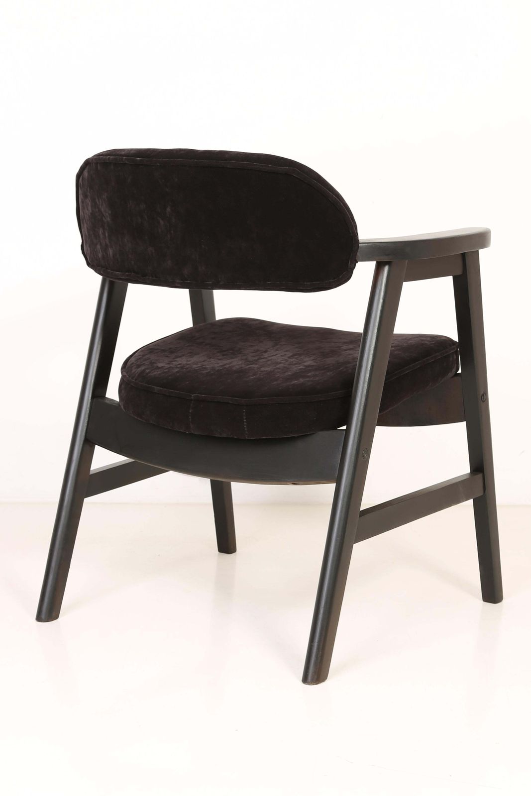20th Century Buffalo Black Wood And Velvet Armchair, 1960s photo for sale