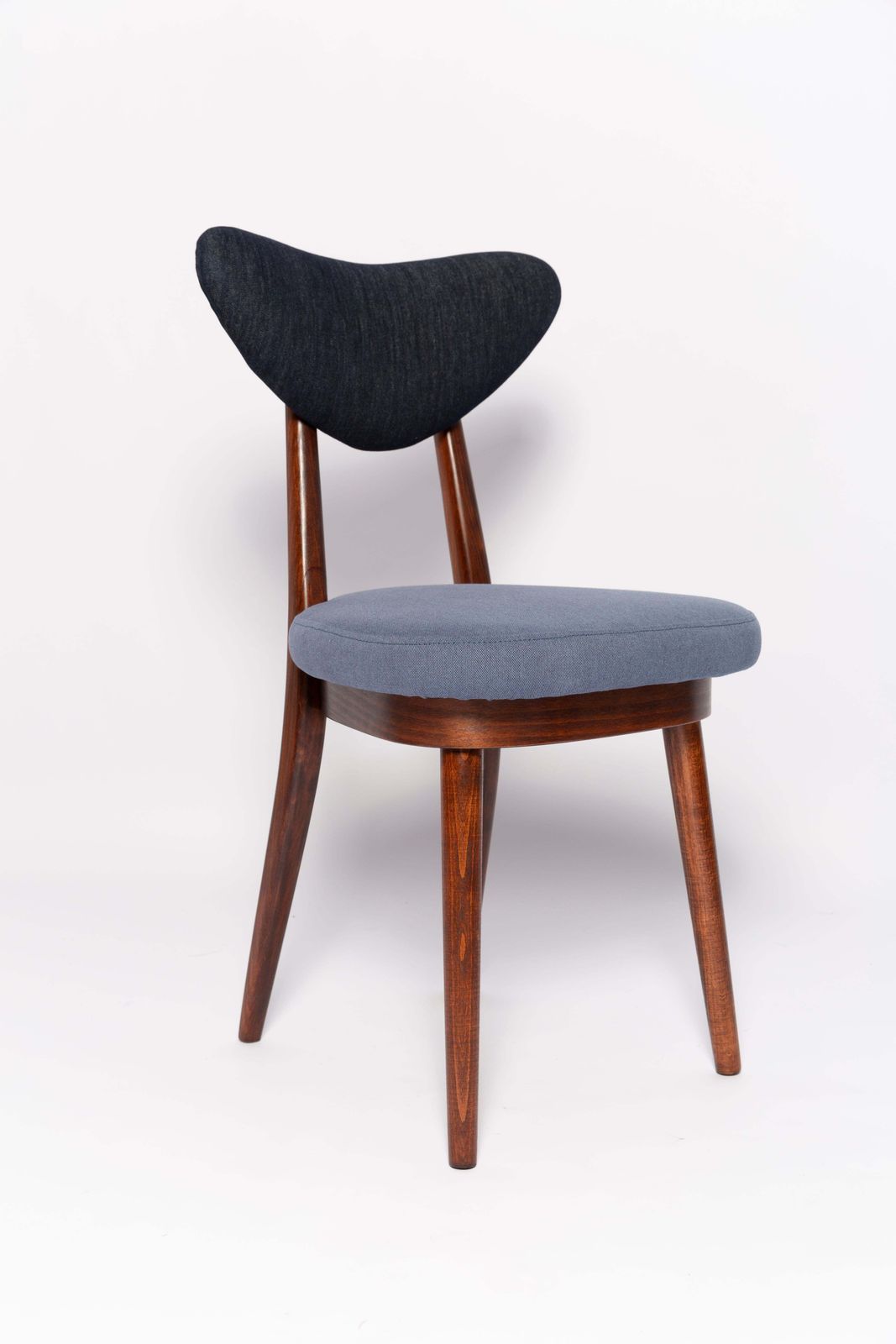 Mid Century Fauteuil Met Hartvormige Zitting, Medium En Donkerblauw Denim, Europa, Ca. Jaren 1960 photo 425.0