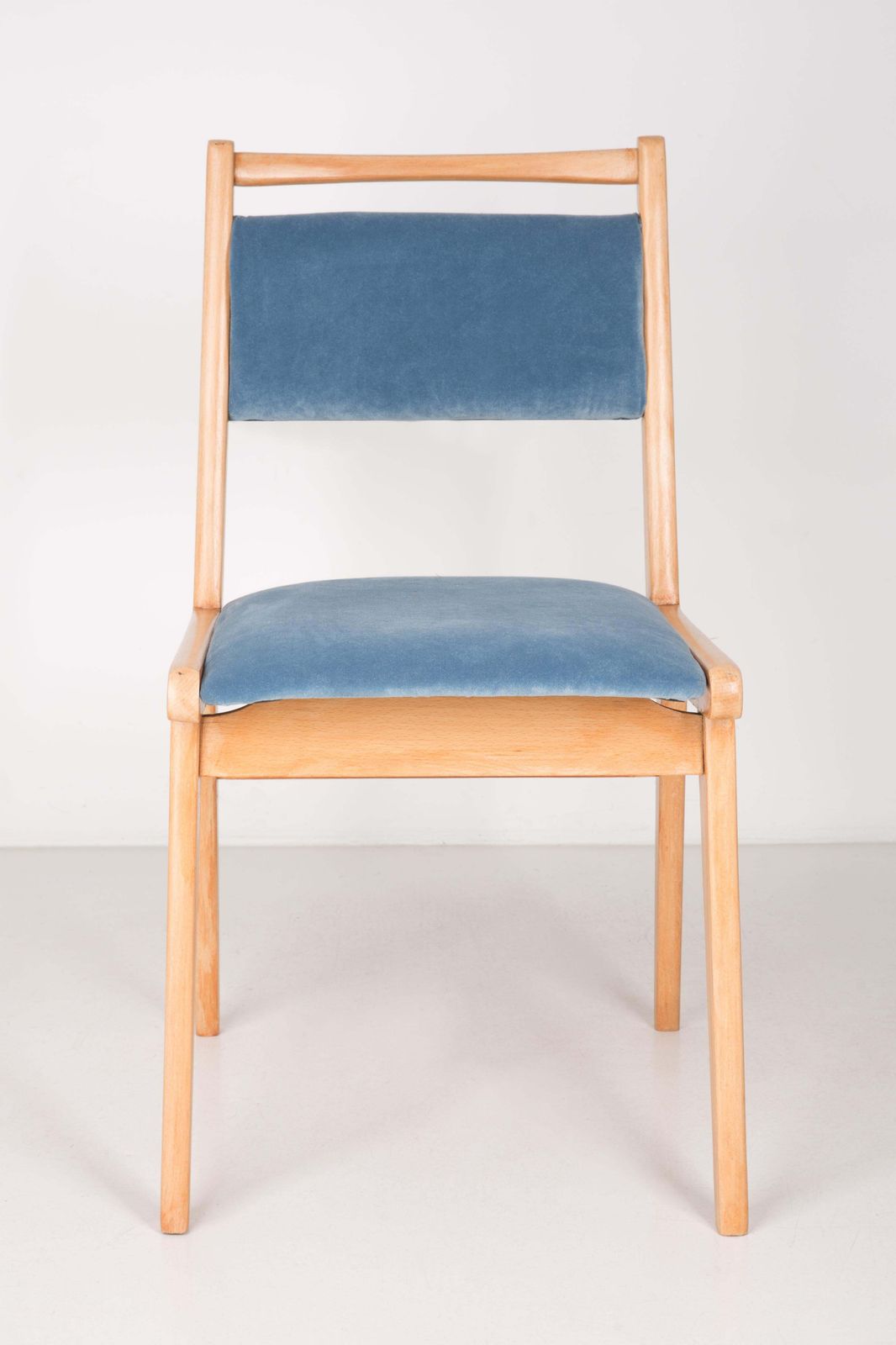 20th Century Baby Blue Velvet Chair, Europe, 1960s photo furniture