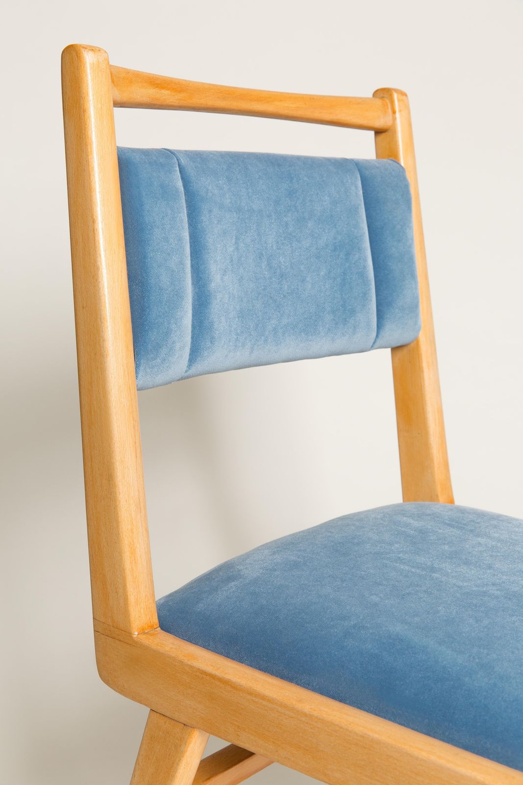 20th Century Baby Blue Velvet Chair, Europe, 1960s photo Furniture