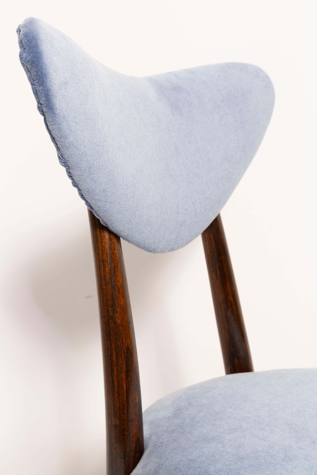 Mid Century Violet Blue Heart Cotton Velvet Chair, Europe, 1960s photo furniture