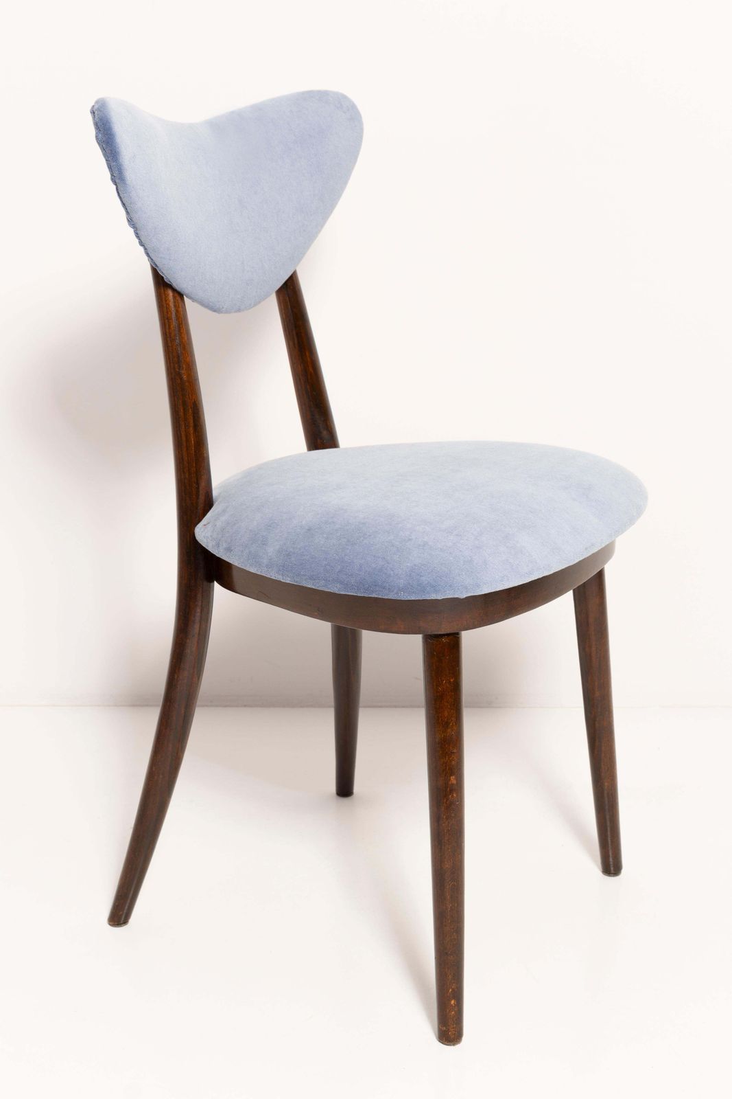Mid Century Violet Blue Heart Cotton Velvet Chair, Europe, 1960s photo vintage