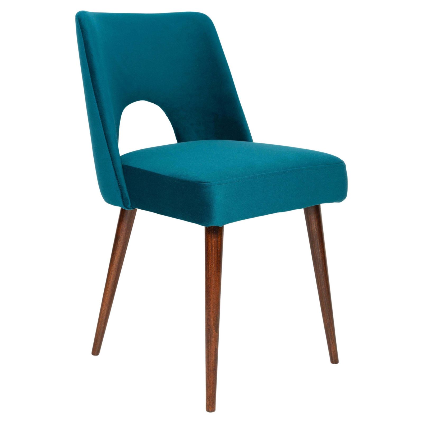 Mid Century Emerald Green Velvet 'Shell' Chair, Europe, 1960s