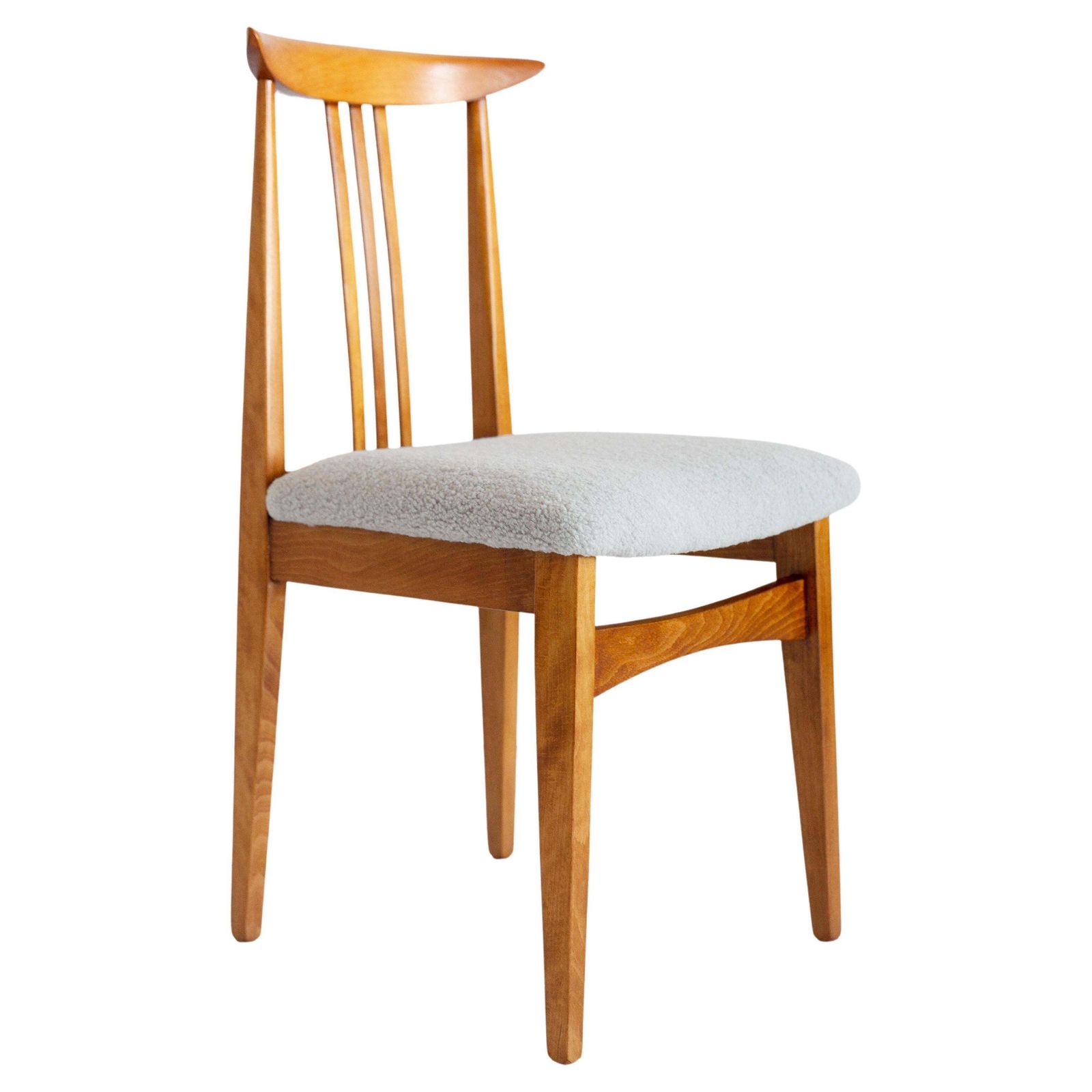 Mid Century Modern Linen Boucle Chair, Designed By M. Zielinski, Europe, 1960s