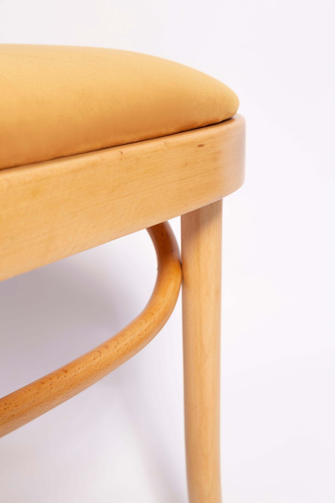 Mid Century Yellow Velvet Thonet Wood Rattan Chair, Europe, 1960s photo buy