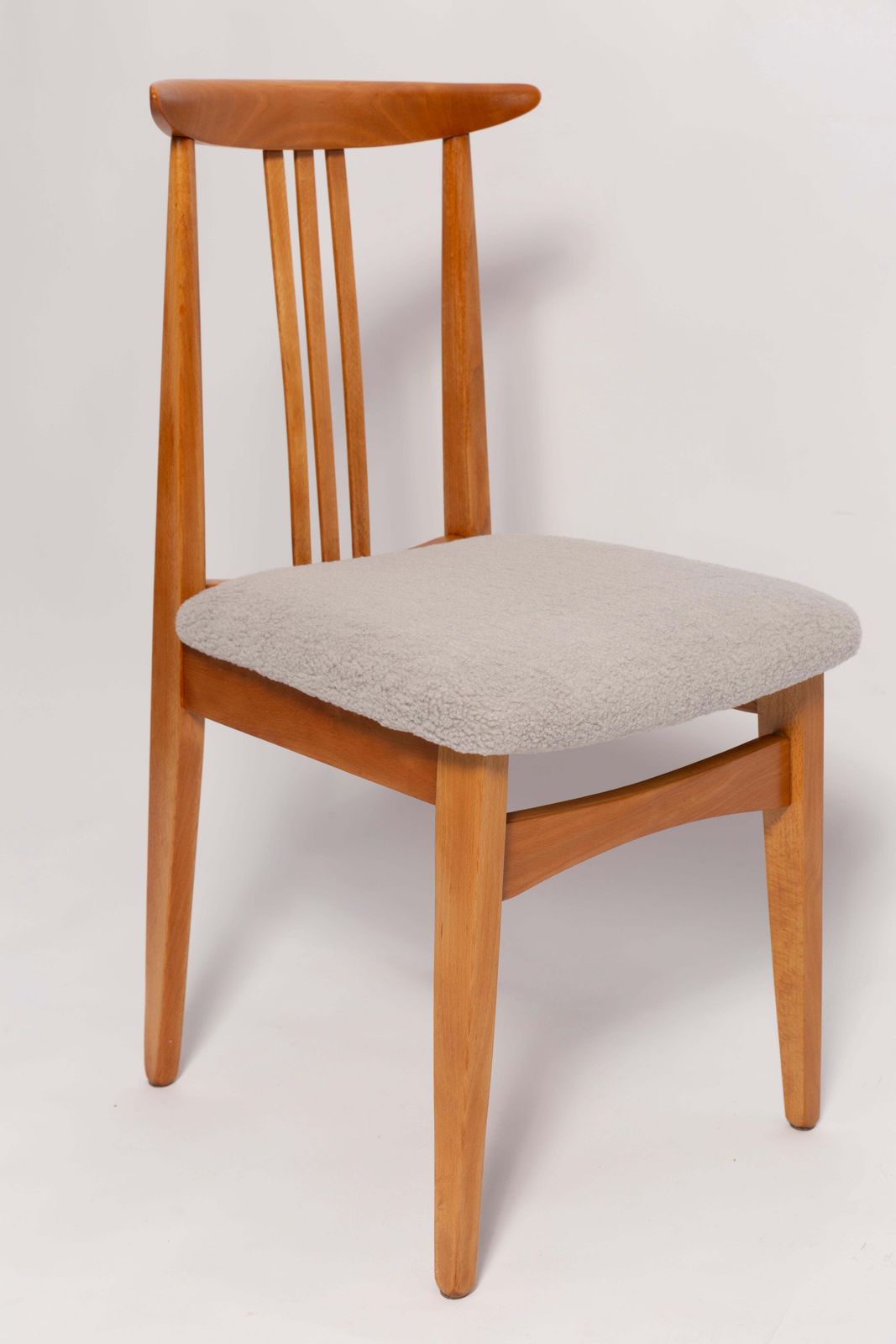 photo for sale Mid Century Linen Boucle Chair, Light Wood, By M. Zielinski, Europe, 1960s