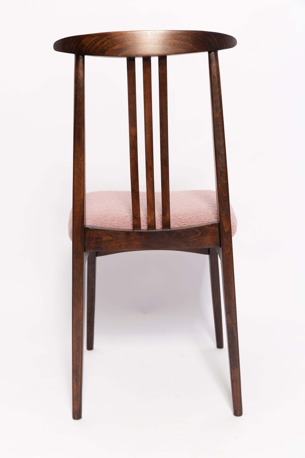Mid Century Roze Boucle Fauteuil, Walnoothout, Door M. Zielinski, Europa, Jaren 1960 photo buy