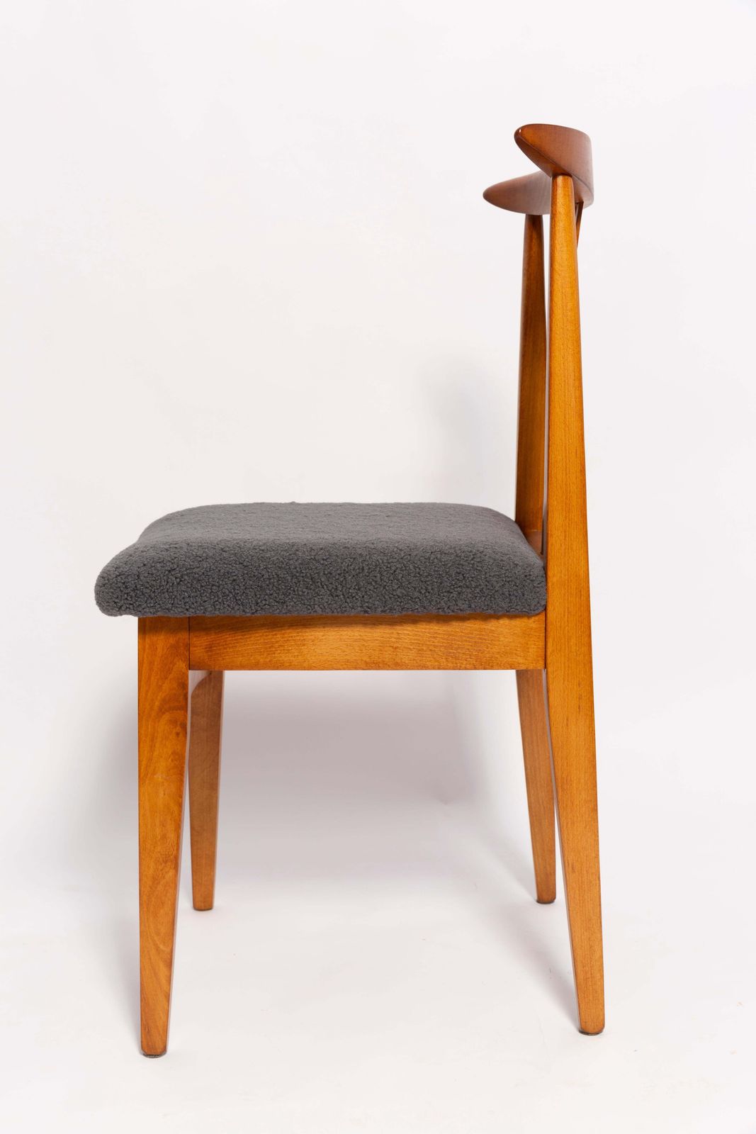 Mid Century Grafietgrijs Bouclé Fauteuil, Medium Hout, M. Zielinski, Europa, 1960 photo buy