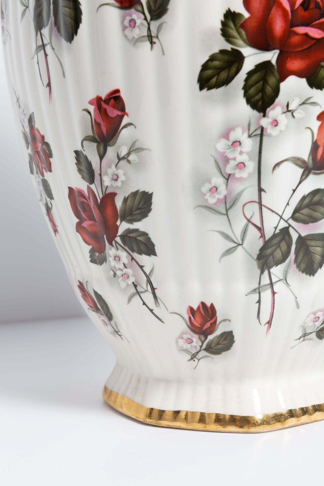 Big Ceramic Hand Painted Roses Vase Candy Box, 20th Century, Belgium, 1960s photo buy