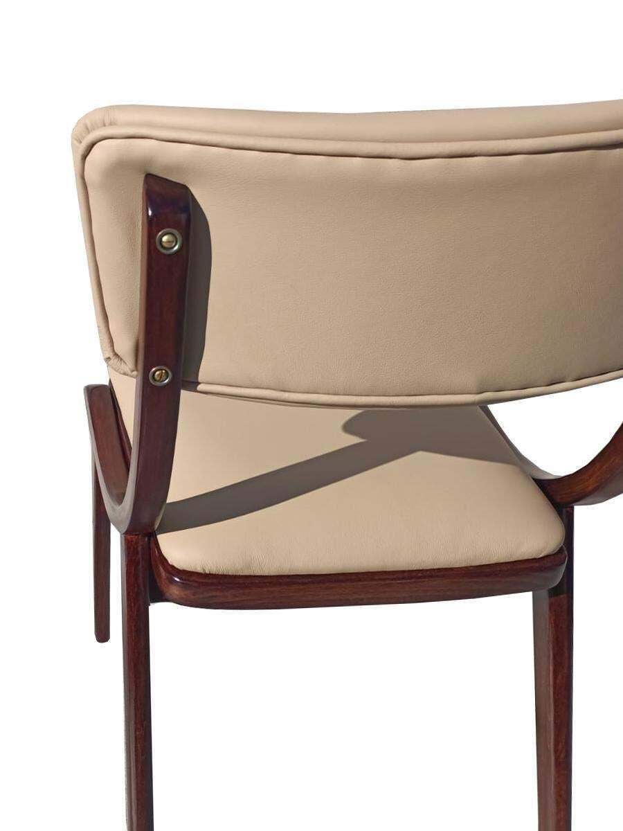 Mid Century Modern Bumerang Chair, Light Creme Leather, Poland, 1960s photo 730.0