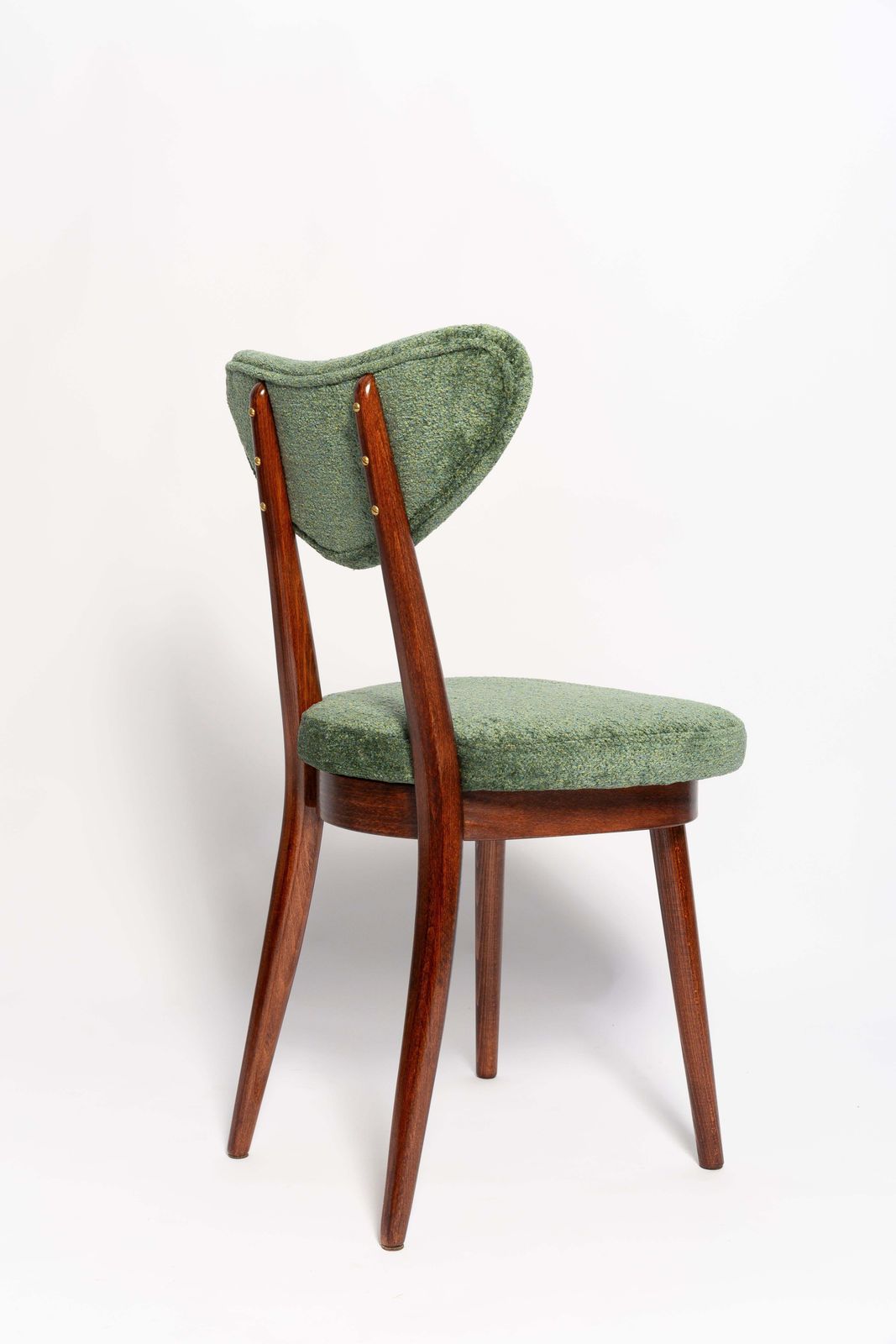 Mid Century Heart Chair, Green Velvet, Dark Wood, Europe 1960s photo Furniture