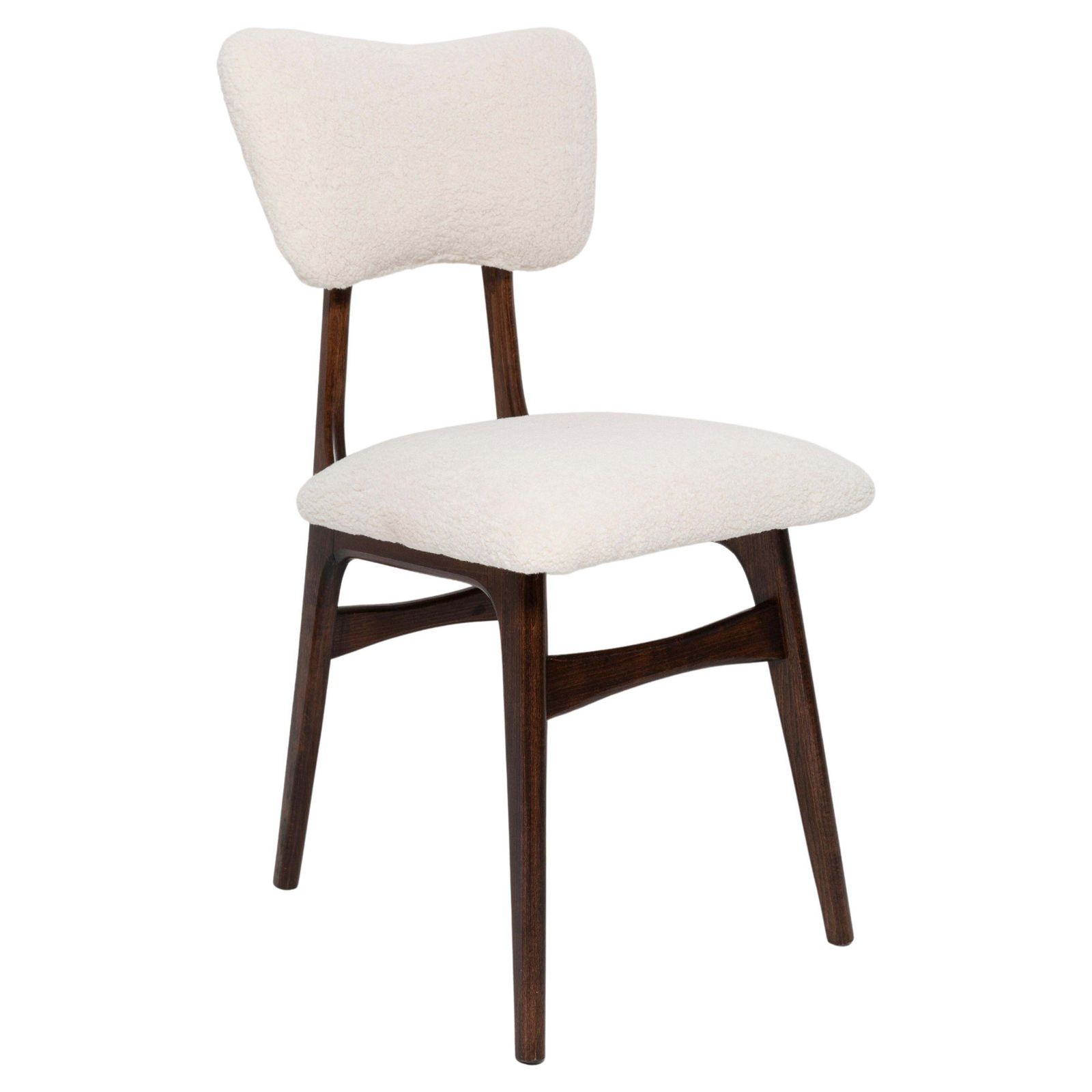 20th Century Light Crème Boucle Walnut Wood Butterfly Chair, Europe, 1960.