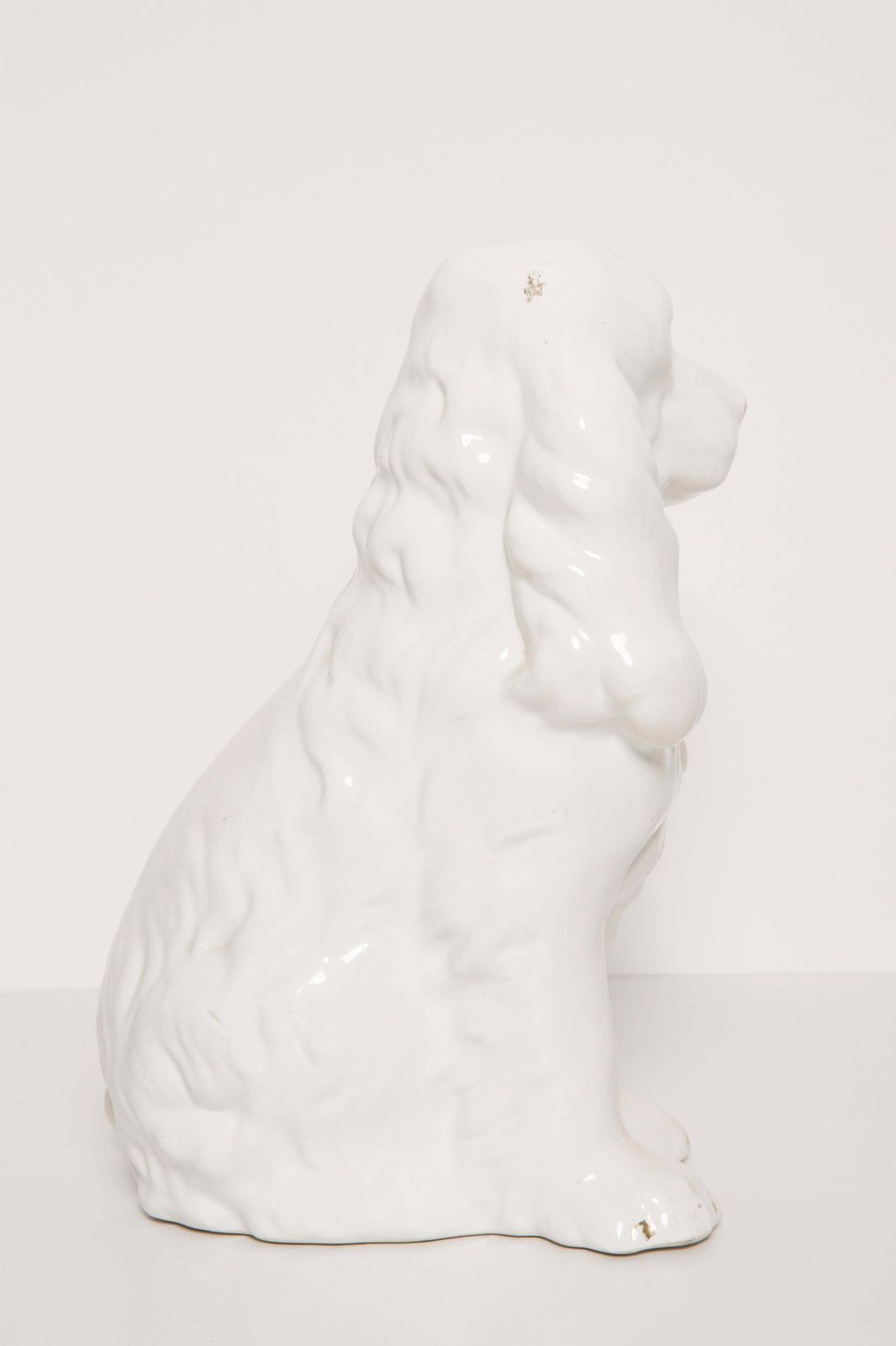 Rare Ceramic White Small Spaniel Dog Decorative Sculpture, Italy, 1960s photo buy