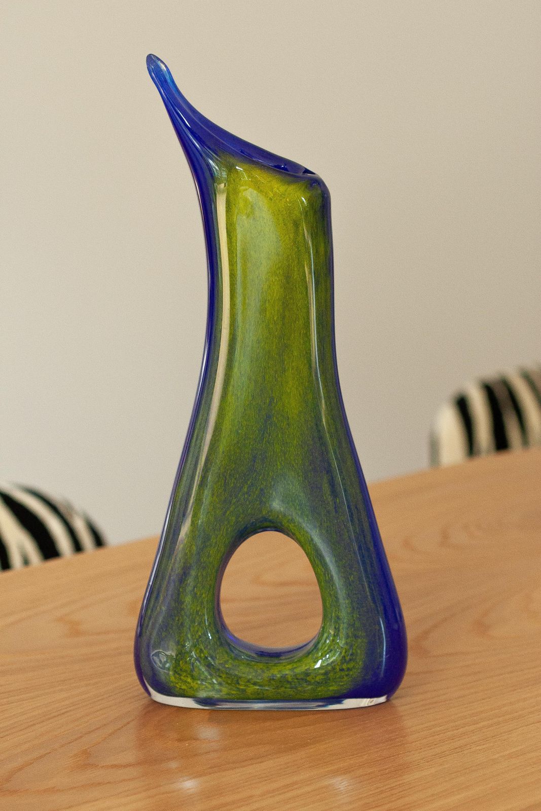 Mid Century Ultramarine Blue And Yellow Artistic Vase, Europe, 1960s photo for sale