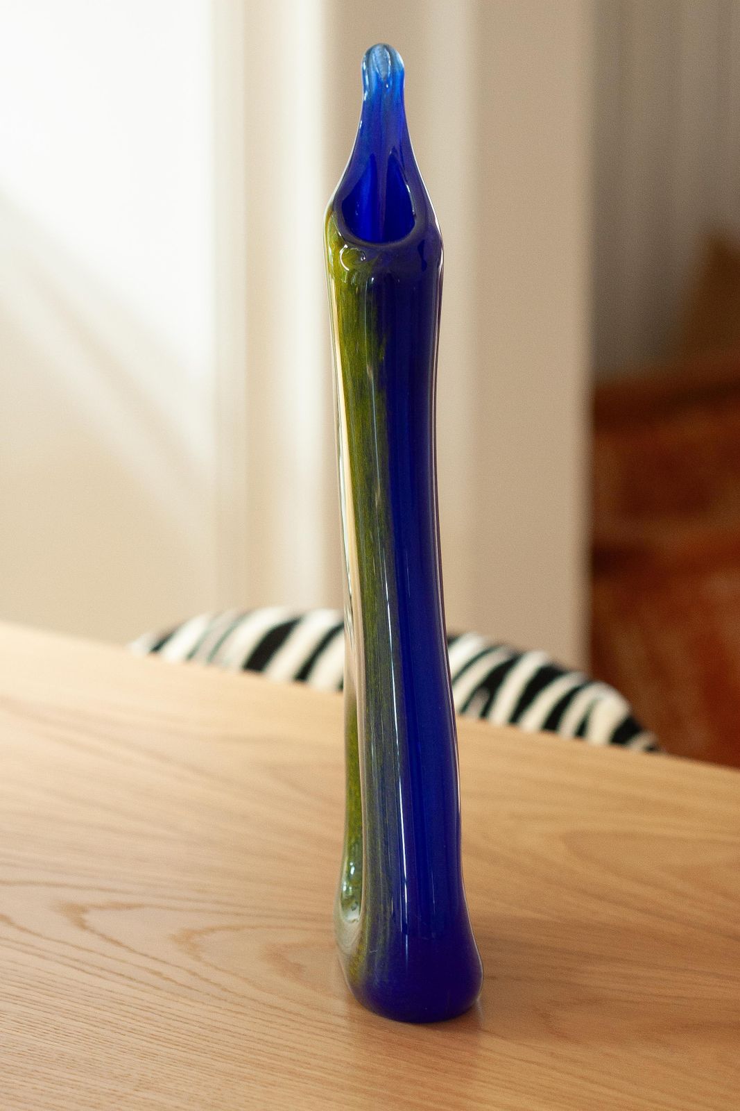 298.0 Mid Century Ultramarine Blue And Yellow Artistic Vase, Europe, 1960s photo