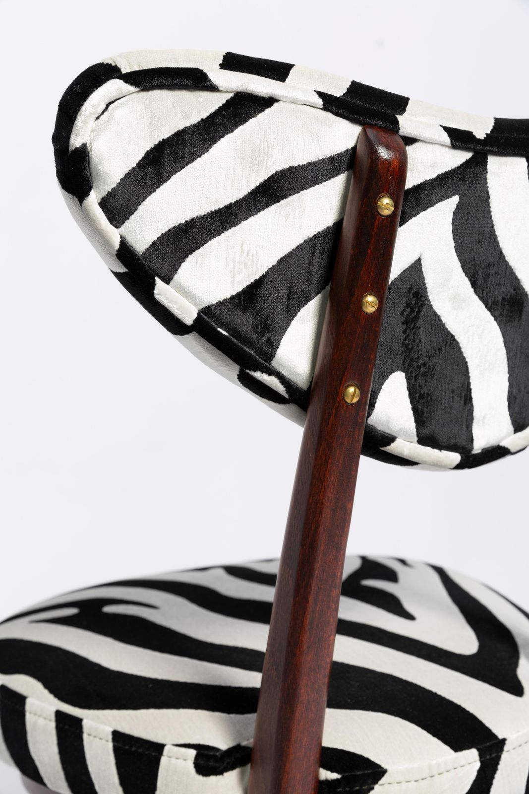 photo for sale Midcentury Regency Zebra Black And White Heart Chair, Poland, 1960s
