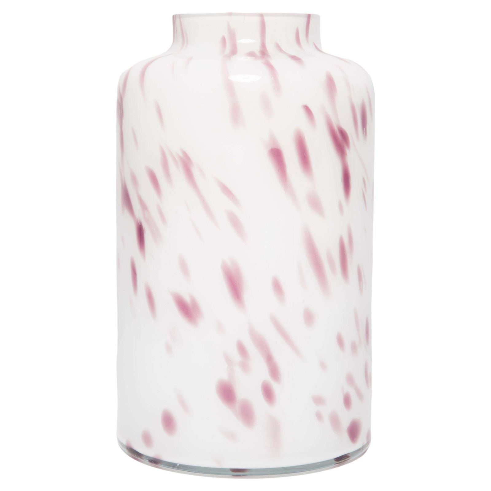 Mid Century Vintage Dalmatian White And Violet Murano Glass Vase, Italy, 2000s