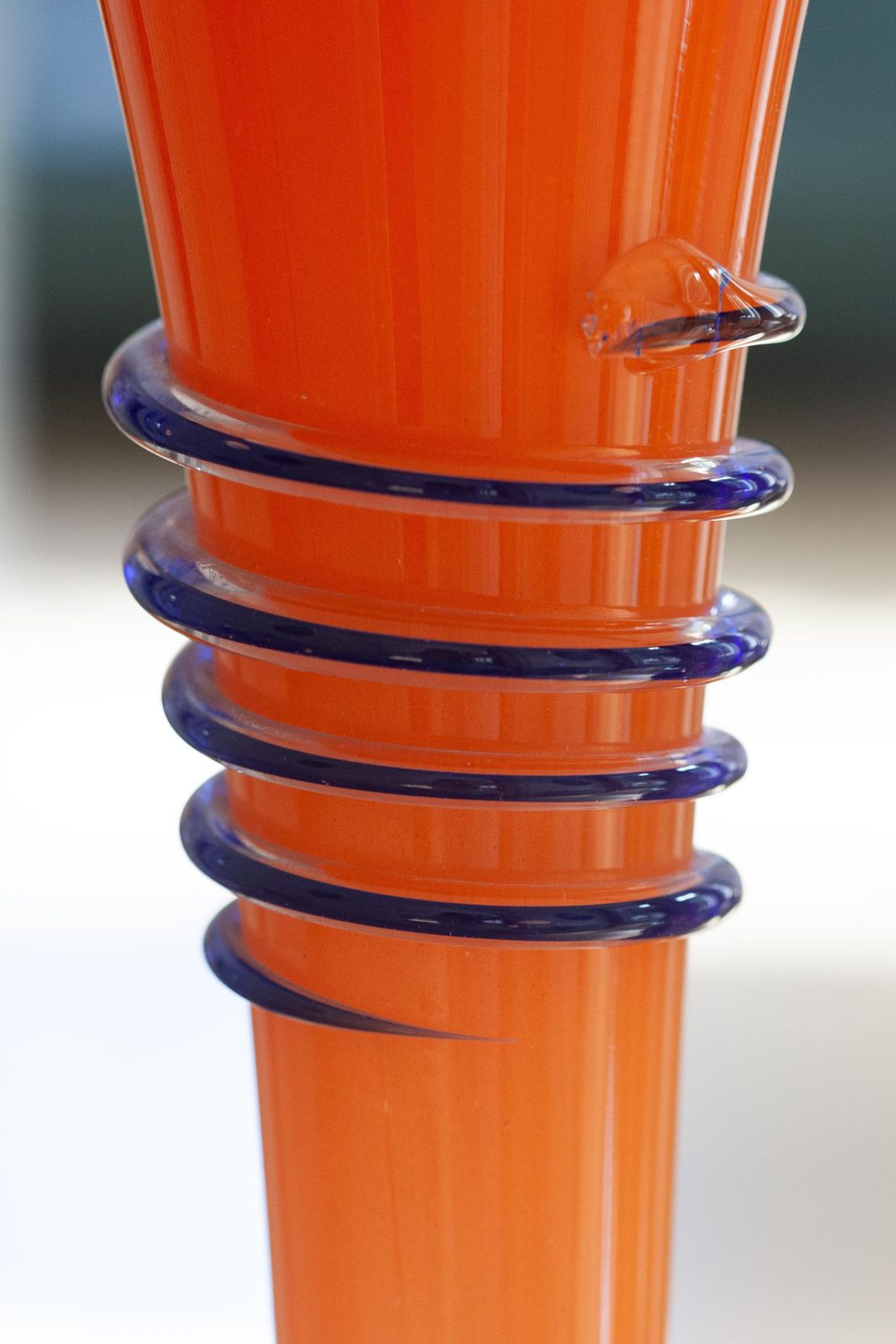 photo vintage Mid Century Vintage Slim High Orange Decorative Glass Vase, Europe, 1960s
