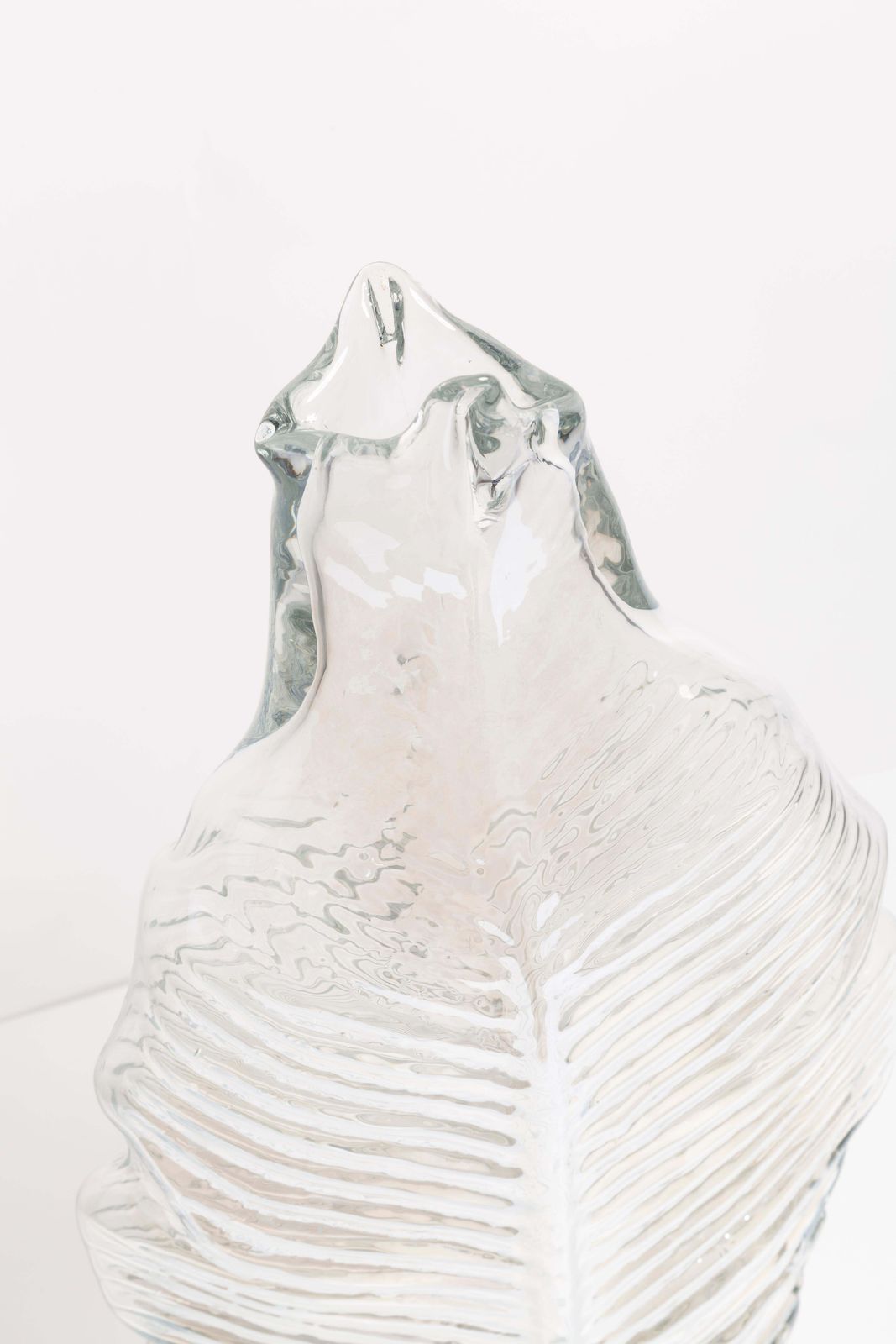 Mid Century Big Leaf Transparent Vase, Italy, 1960s photo vintage