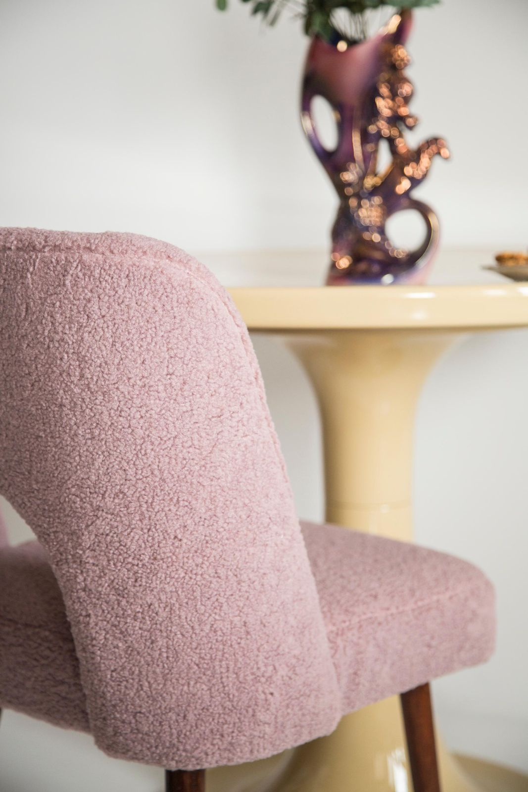 Midcentury Pink Bouclé 'Shell' Chair, Europe, 1960s photo buy
