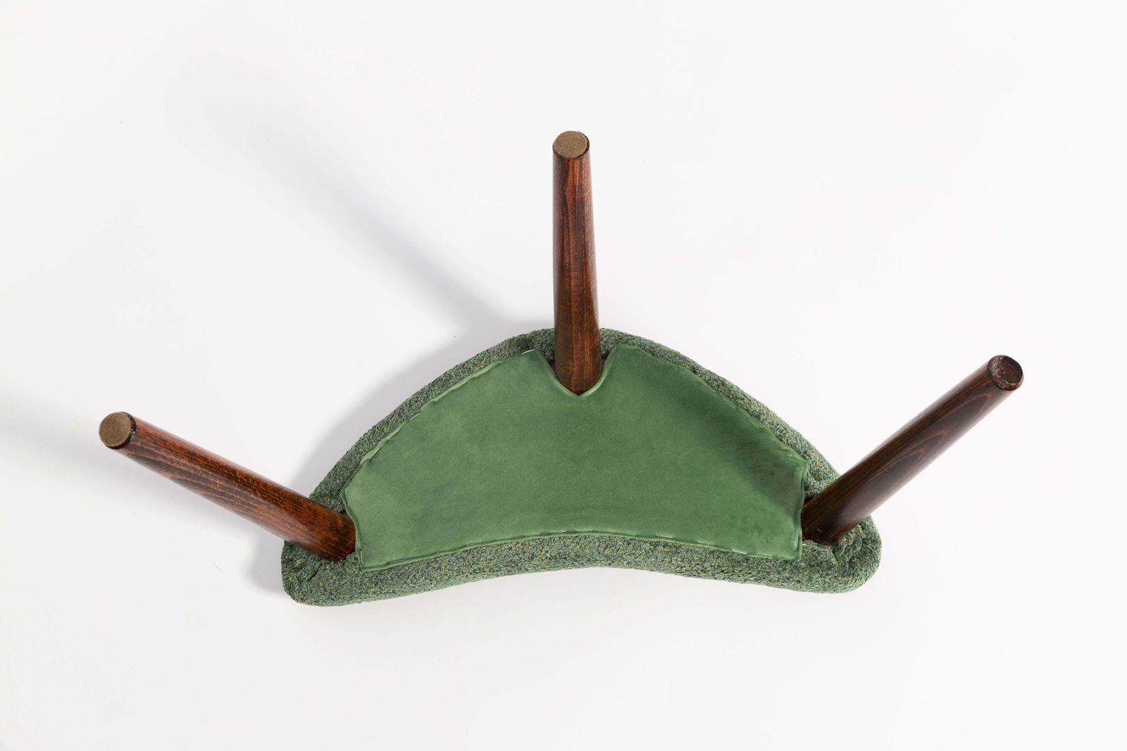 723.0 Mid Century Heart Chair And Stool, Green Velvet, Dark Wood, Europe 1960s photo