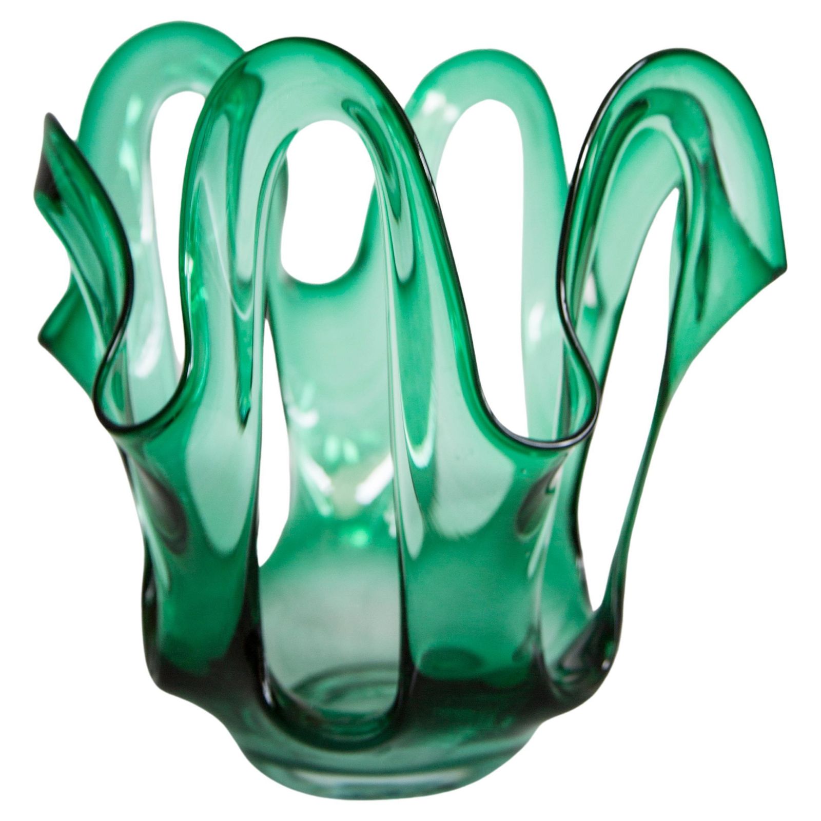 Mid Century Vintage Grote Glazen Vaas In Groen Aqua, Europa, Jaren 1970
