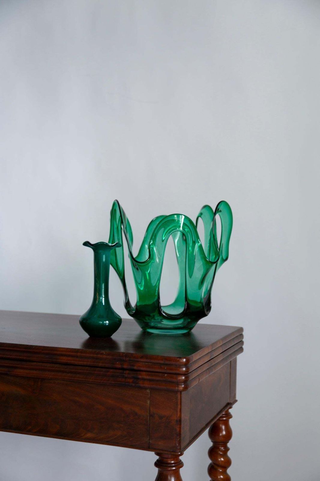Mid Century Vintage Grote Glazen Vaas In Groen Aqua, Europa, Jaren 1970 photo Woonaccessoires