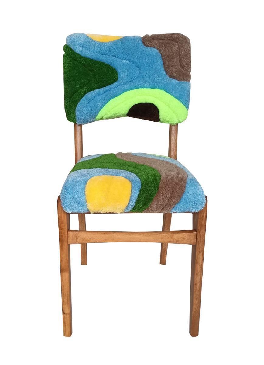 Set Van Zes Mid Century Stoelen Met Tufting, Licht Hout, Rajmund Halas, Polen, Jaren 1960 photo furniture