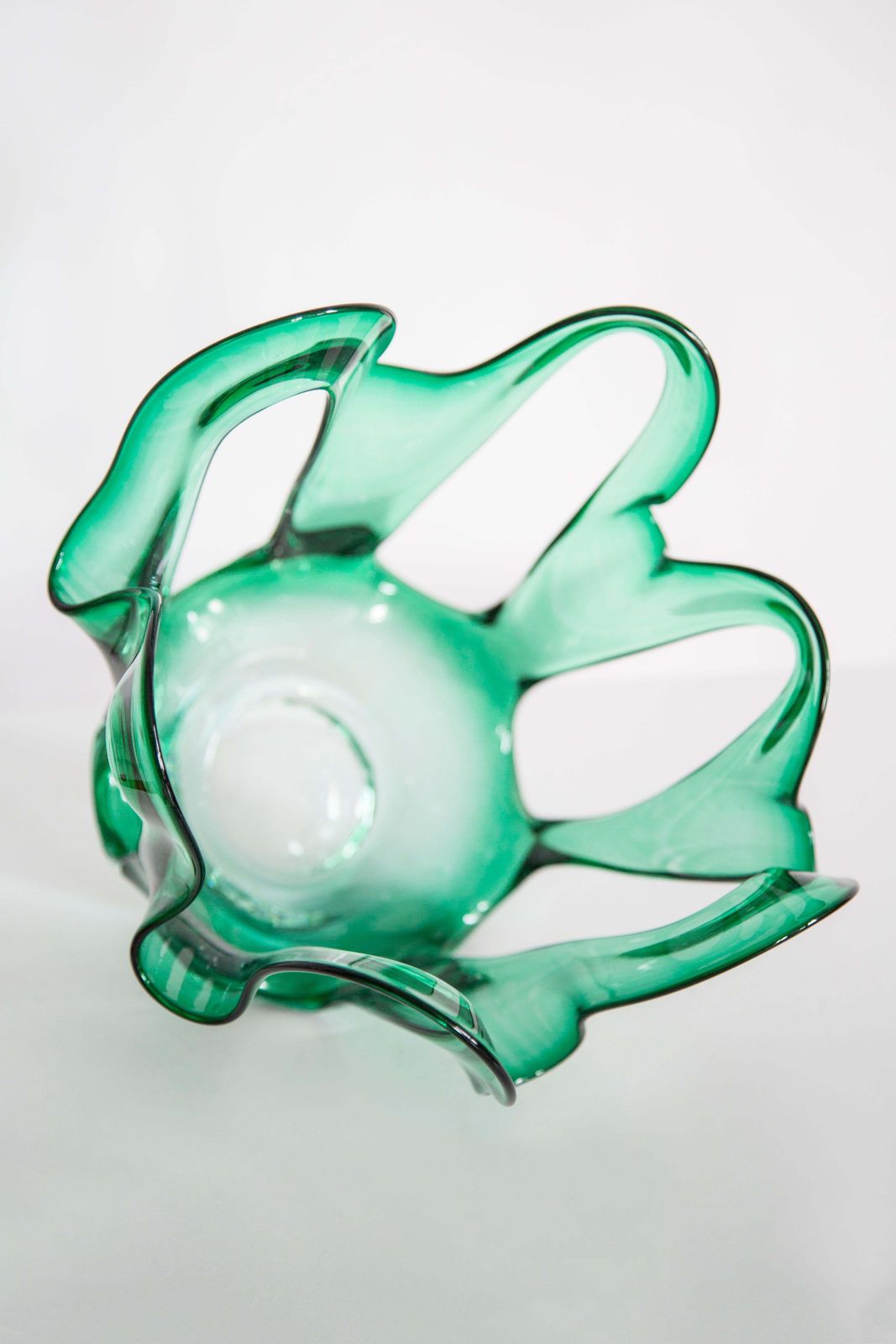photo vinterior Mid Century Vintage Grote Glazen Vaas In Groen Aqua, Europa, Jaren 1970